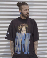 คุณภาพสูง Vintage ล้างตัวอักษร JesuS Is King T เสื้อผู้ชายผู้หญิง EU ขนาด Harajuku ผ้าฝ้าย Kanye West Top Tee