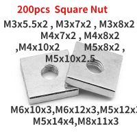 200pcs GB39 DIN 562 Square Nut Thin M3 M4 M5 M6 Carbon Steel Quadrangle Block Compatible with Prusa MK3 Galvanized Zinc Plated Nails  Screws Fasteners