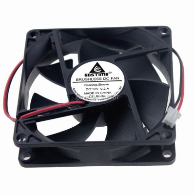 2PCS Gdstime Brushless DC Cooling Fan 12V 80mm 80x80x20mm 8020 2 PIN Sleeve-bearing Cooling Fans