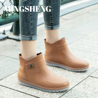 MINGSHENG รองเท้ารองเท้าบูทหน้าฝนนักเรียนหญิงฉบับภาษาเกาหลีเจลลี่พื้นพลาสติกกันน้ำข้อต่ำไม่ลื่น