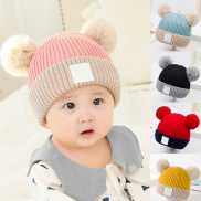 Cartoon Pompom Infant Baby Hat Plush Knitted Thicken Crochet Boy Girl