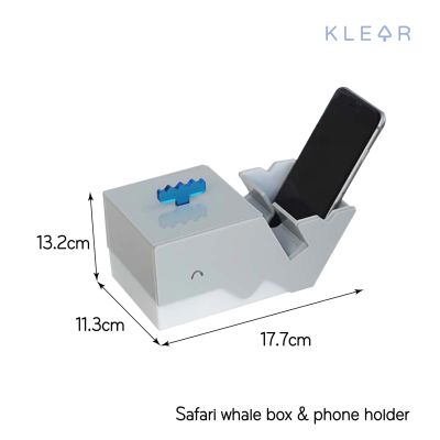 KlearObject Safari Whale box & phone holder อะคริลิควางโทรศัพท์มือถือ อะคริลิคชั้นวาง วางมือถือ วางสายชาตแบต อุปกรณ์  กล่องอเนกประสงค์ ที่วางมือถือ