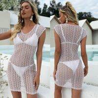 [COD] Cross-border European and womens dress ladies lace sexy see-through beach bikini cover-up 166