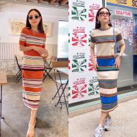 Thesimple - Knit twotone dress เดรสนิตทูโทน เดรสตัวยาวคอกลม มี 2 สี