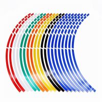 16 Strips Motorcycle Car Tire Stickers Reflective Rim Tape Motorbike Decals kawasaki