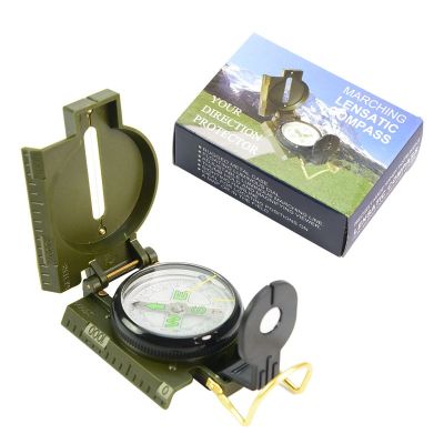 ：“{—— High Precision American Compass Multiftional Military Green Compass North Compass Outdoor Car Compass Survival Gear