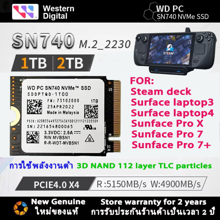 ลด-50-พร้อมส่ง-wd-ssd-2230-sn740-1tb-2tb-m-2-nvme-2230-pcle-4-0x4-ssd-for-surface-prox-laptop-compatible-with-steam-deck-western-digita-ขายดี