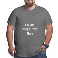 Customized ImagePicture Mens Plus Size T Shirts Black Oversized Tees for Fathers Cotton Summer Workout Short Sleeve Clothes