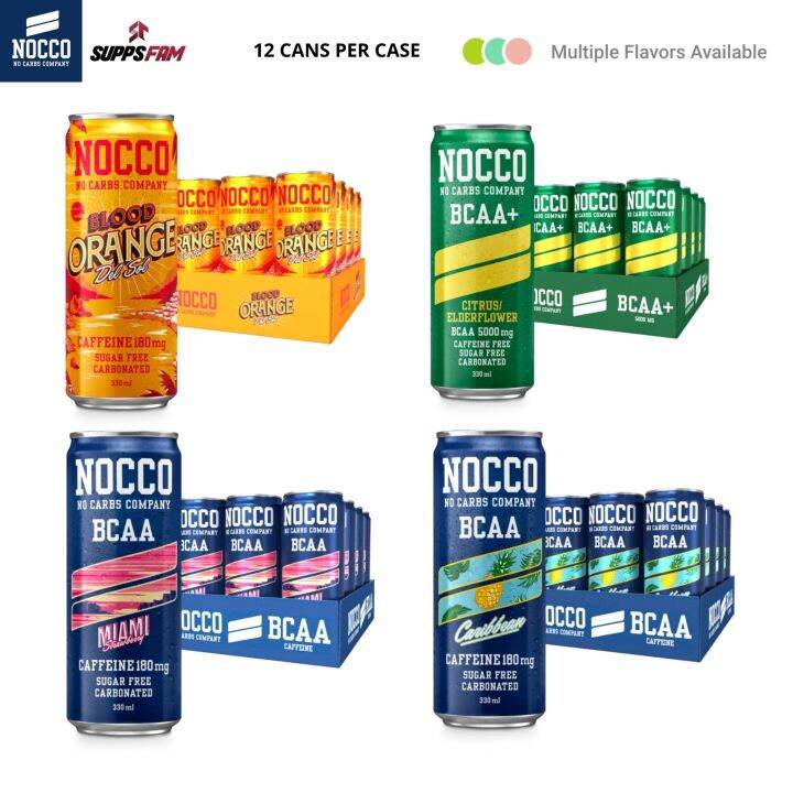 NOCCO BCAA Energy Drink All Flavors (12 cans per case) Amino Acids for