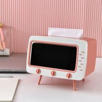 2 in 1 Tissue Box Office Desk Box Creative Appearance with Phone Stand Controller Holder For Home Office Automotive