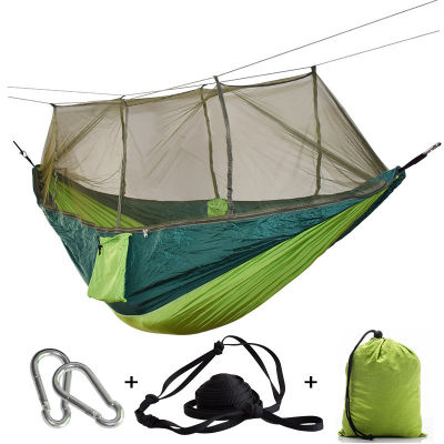 1-2 Person Outdoor Mosquito Net Parachute Hammock Camping Hanging Sleeping Bed Swing Portable Double Chair Hamac Army Green