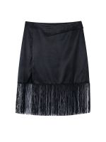 【CW】 2021 Fashion Fringe Hem Skirt Night Bodycon Side Slit Skirts Womens Waist