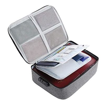 Important File Pocket Holder,Document Organizer Box,Oxford Waterproof Document Storage Bag with Safe Code Lock