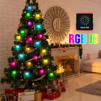 LED RGB IC Christmas Tree Fairy String Light DIY Bluetooth Multi-Color Waterproof  LED Ball Garland For Xmas Wedding Party Decor