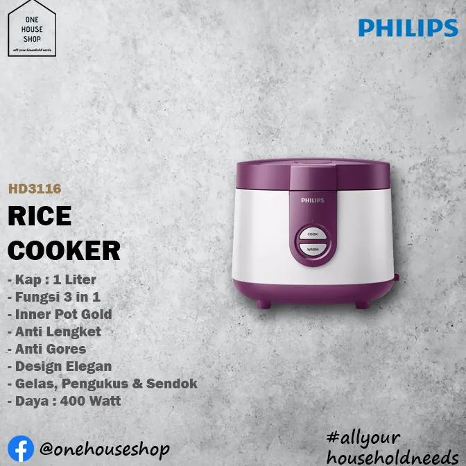 Rice Cooker Philips Magic Com 1 Liter HD3116 Lazada Indonesia