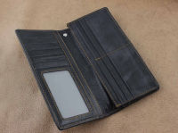 New Real Leather Mens Biker CardMoney Long Wallet Purse W Key Chain