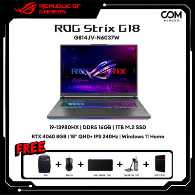 NOTEBOOK (โน้ตบุ๊ค) ASUS ROG STRIX G18 G814JV-N6037W (ECLIPSE GRAY) BY COMCOM