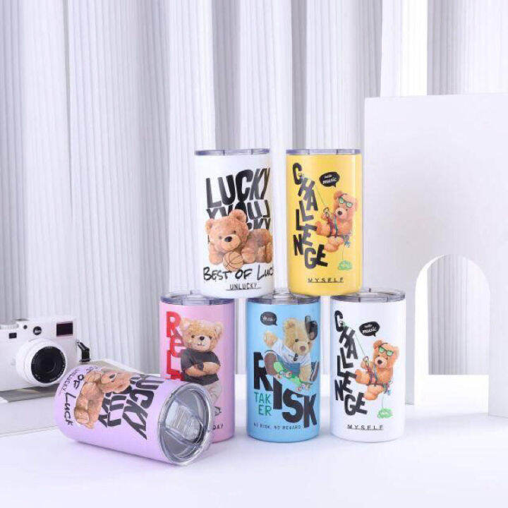 tumbler-bear-stainless-steel-แก้วน้ำเก็บอุหภูมิลายหมี-ซื้อ-1-แถม-1-ราคา189