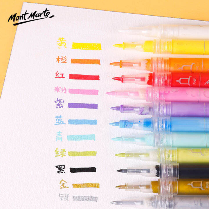 mont-marte-ปากกาอะคริลิก12สีสีอะคริลิก-diy-ชุดปากกามือวาด-graffiti-ปากกา