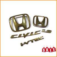 แผ่นป้ายโลโก้ติดรถยนต์ 5ชิ้น logo ติด Honda CIVIC ivtec 2006-2011 gold Car Logo Emblem สีทอง**การันตรีคุณภาพ**