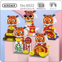 SC Spring Festival Tiger Year Lucky Fortune Mahjong Pet Animal Model Mini Diamond Blocks Bricks Building Toy for Children no Box