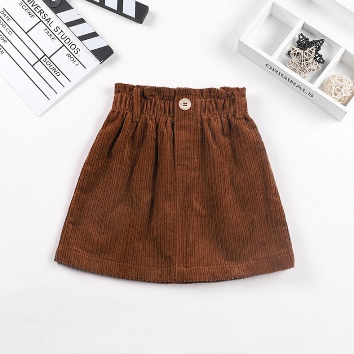girls-corduroy-half-skirt-new-elastic-waist-a-line-kid-s-versatile-foreign-style-short-clothing
