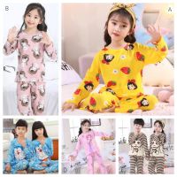 【Ready Stock】 ◑ C22 [ DL ]kids cartoon pyjamas 2Pcs/set thin Pyjamas Kids pajama suit girls long sleeves baby childrens home clothes