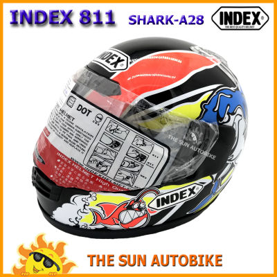 หมวกกันน็อค INDEX 811 ใหม่ 2019 ลาย A28 SHARK (size L: 57-59 cm.) จำนวน 1 ใบ **ของแท้**