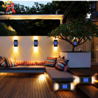 6 LED ไฟติดผนังโซล่า Solar Light Outdoor โคมไฟกันน้ำ ไฟอัตโนมัติ Sensor ไฟถนนโซล่าเซล Step Stairs ไฟตกแต่งสวน for ไฟโซล่าเซล บ้าน Fence Post Yard Pathway ฟตกแต่ง Lighting