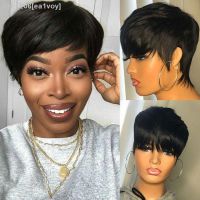 Short Pixie Cut Wigs For Women Human Hair Wigs Short Layered Cut Wigs With Bangs Bob Straight Brazilian Remy Cheaper Natural Wig [ Hot sell ] ea1voy