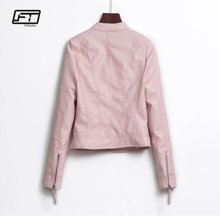 fitaylor-women-pu-leather-jackets-lady-black-pink-faux-leather-outwear-motorcycle-coat-spring-matte-biker-bomber-jacket