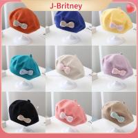 หมวก Topi Baret Bayi ถัก J-BRITNEY หลากสี8M-4Y หมวกสำหรับเด็กหมวกเจ้าหญิงโบว์น่ารักสีพื้นหมวกเด็กสาว