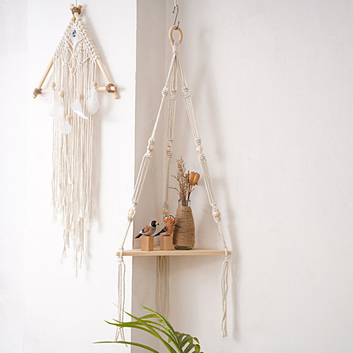 bedroom-decor-cotton-rope-weaving-living-room-storage-wooden-clapboard-wall-hanging-shelf-clapboard-corner-shelf