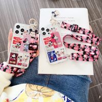 เคสโทรศัพท์มือถือการ์ตูนมิกกี้น่ารักมินนี่เม้าส์พร้อมเสน่ห์และ Starp สำหรับ iPhone 14 Pro Max 14 Plus 13 Mini 13 Pro Max 12 Mini 12 Pro Max 11 Pro Max 7 Plus 8 Plus ฝาหลังซิลิโคนนิ่มสำหรับ iPhone X XR เคสด้านหลัง XS Max