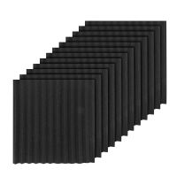 12 Pcs Black Acoustic Panels Soundproofing Foam Acoustic Tiles Studio Foam Sound Wedges 2.5 x 30 x 30cm