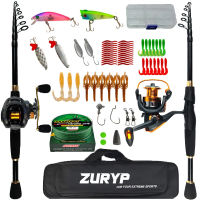 ZURYP 1.8-2.4M casting rod combo Spinning fishing set with bag Portable Travel fishing combo casting rod reel fishing kit