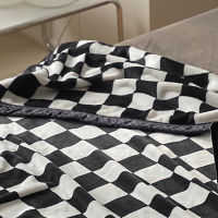 Simple Vintage Checkerboard Blanket Autumn Winter Warm Nap Throw Blanket Flannel Fleece Sofa Leisure Blanket