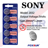 5PCS SONY CR2032 CR 2032 DL2032 ECR2032 BR2032 3V แบตเตอรี่ลิเธียมสำหรับนาฬิกาของเล่นเครื่องคิดเลขรถ Remot