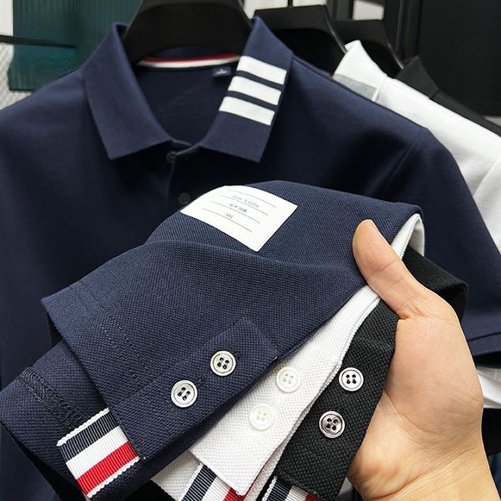เสื้อโปโลผ้าฝ้าย100-แขนสั้นซัมเมอร์ของผู้ชายเสื้อยืดคลาสสิกใหม่-m-4xl-เกาหลีสีบริสุทธิ์ระบายอากาศ