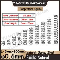 【LZ】shenjiukang4952 5Pcs/10Pcs Spring Steel Natural Color Compression Spring Wire Diameter 0.6mm OD 3mm 12mm Free Length 5mm 100mm