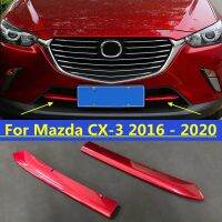 ▽♧✐ Auto Styling Front Head Bottom Below Grille Grill Strip Decoration Cover Trim For Mazda CX-3 CX3 2016 - 2020 Red / Silver