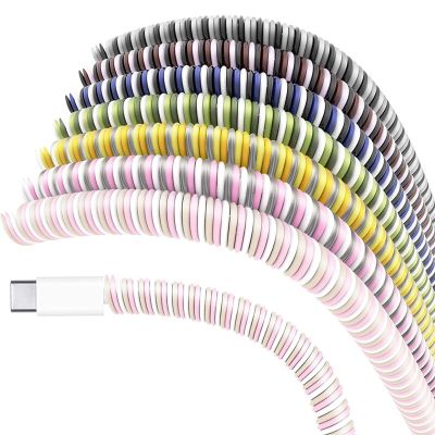1.4M Colorful Spiral Charger Cable Cord Protector Universal Data Line Wrap Decoration Winder For iPhone Samsung Huawei Xiaomi