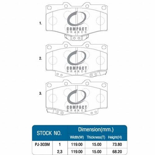 compact-brakes-ผ้าเบรคหน้า-toyota-mighty-x-4wd-tiger-4wd-ln106-ln107-ln110-dcc-303