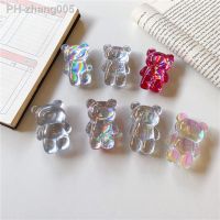 Cute Bear Transparent Folding Mobile Phone Grip Holder Socket Support for IPones Cell Phone Finger Ring Expanding Stand Holder