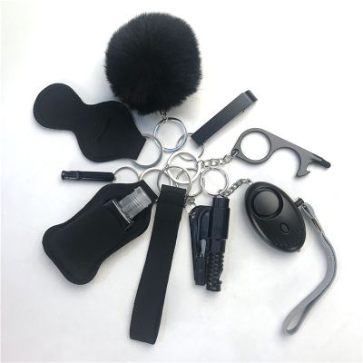 10Pcs-12Pcs/SET Self Defense Keychain Portable Girls Self-Protection Keychain for Women Alarm Safe Key Ring Best Anti-wolf Gift Key Chains