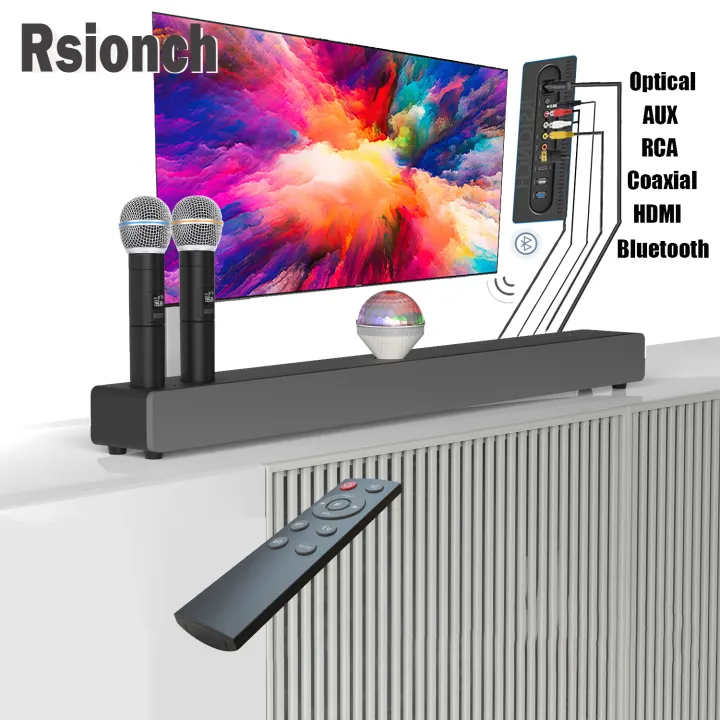 TV Sound Bar Karaoke Speaker with Microphone and Colorful RGB Bulb