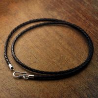 3mm Width Real Silver Vintage Simple Classical Leather Chain Necklace S925 Silver Real Leather Weave Neclaces For Man Woman Fashion Chain Necklaces