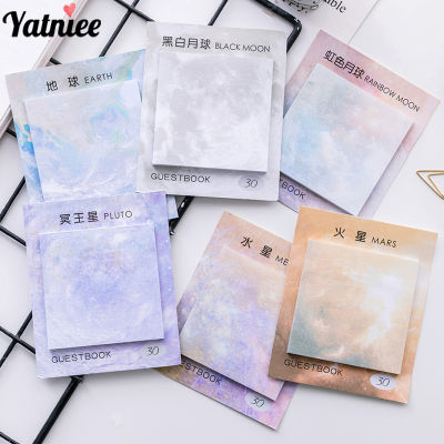 Yatniee 3 pcs/pcak การ์ตูน Planet Self Sticky Notes MeMO Pad Notepad น่ารักสติกเกอร์วางแผนนักเรียน Bookmark เครื่องเขียน SUPPLY-Yrrey