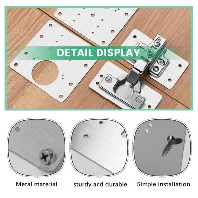 10Pcs Cabinet Hinge Repair Plate Kit Kitchen Cupboard Door Hinge Mounting Plate with Holes Flat Fixing Brace Brackets