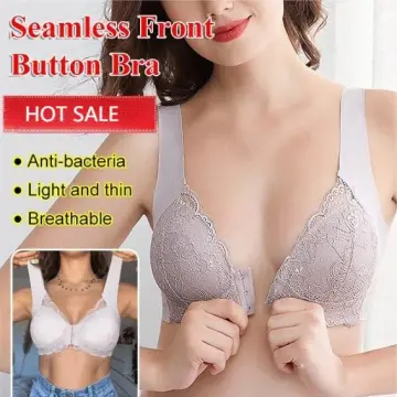 Large Size Thin No Steel Ring Front Button Bra Gathers Anti